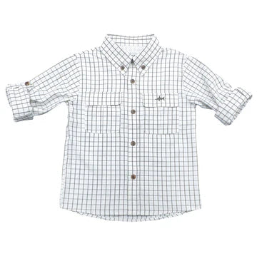 Flagler Fishing Shirt- White/Olive Plaid