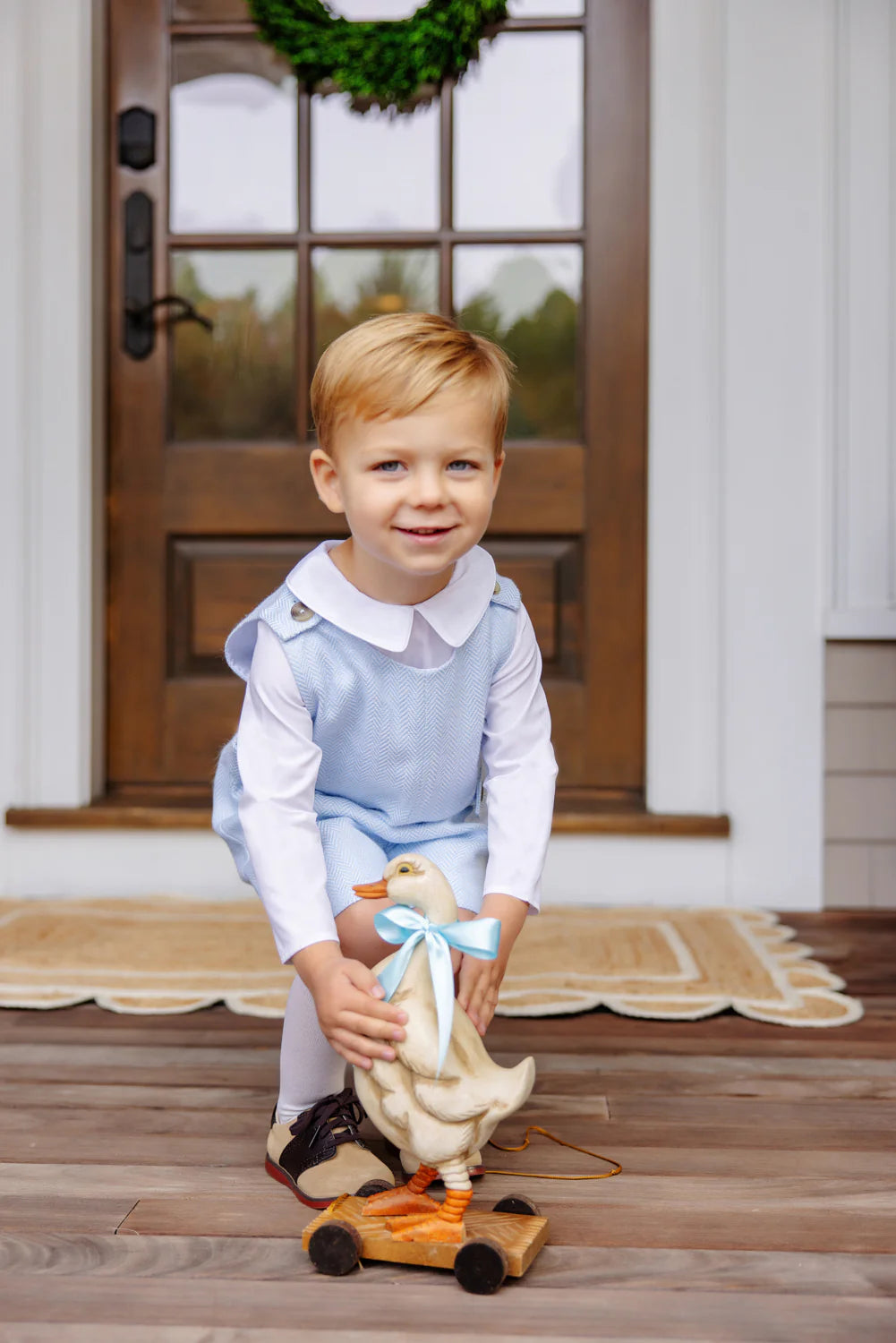 Peter Pan Collar Shirt & Onesie (Long Sleeve Woven)- Worth Avenue White