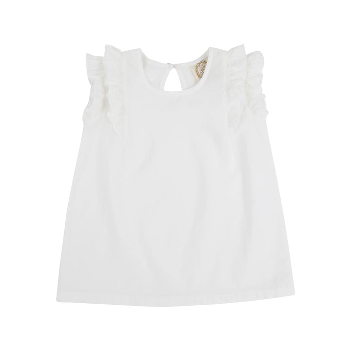 Ruehling Ruffle Top- Linen- Worth Avenue White