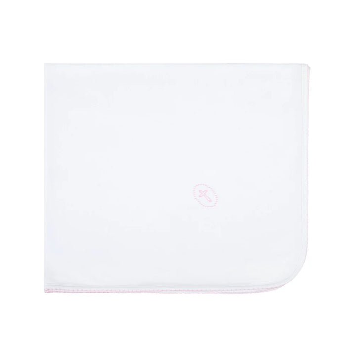 Blessed Embroidered Receiving Blanket- Pink