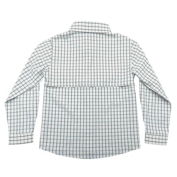 Flagler Fishing Shirt- White/Olive Plaid