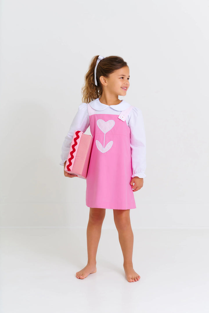 Jillian Jumper- Hamptons Hot Pink & Palm Beach Pink with Heart Tulip Applique