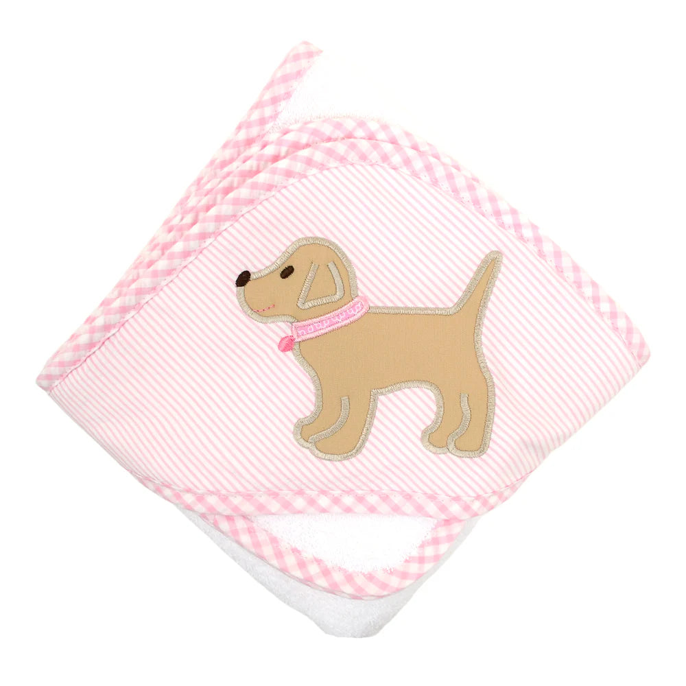 Lab Puppy Hooded Towel Set, Pink or Blue