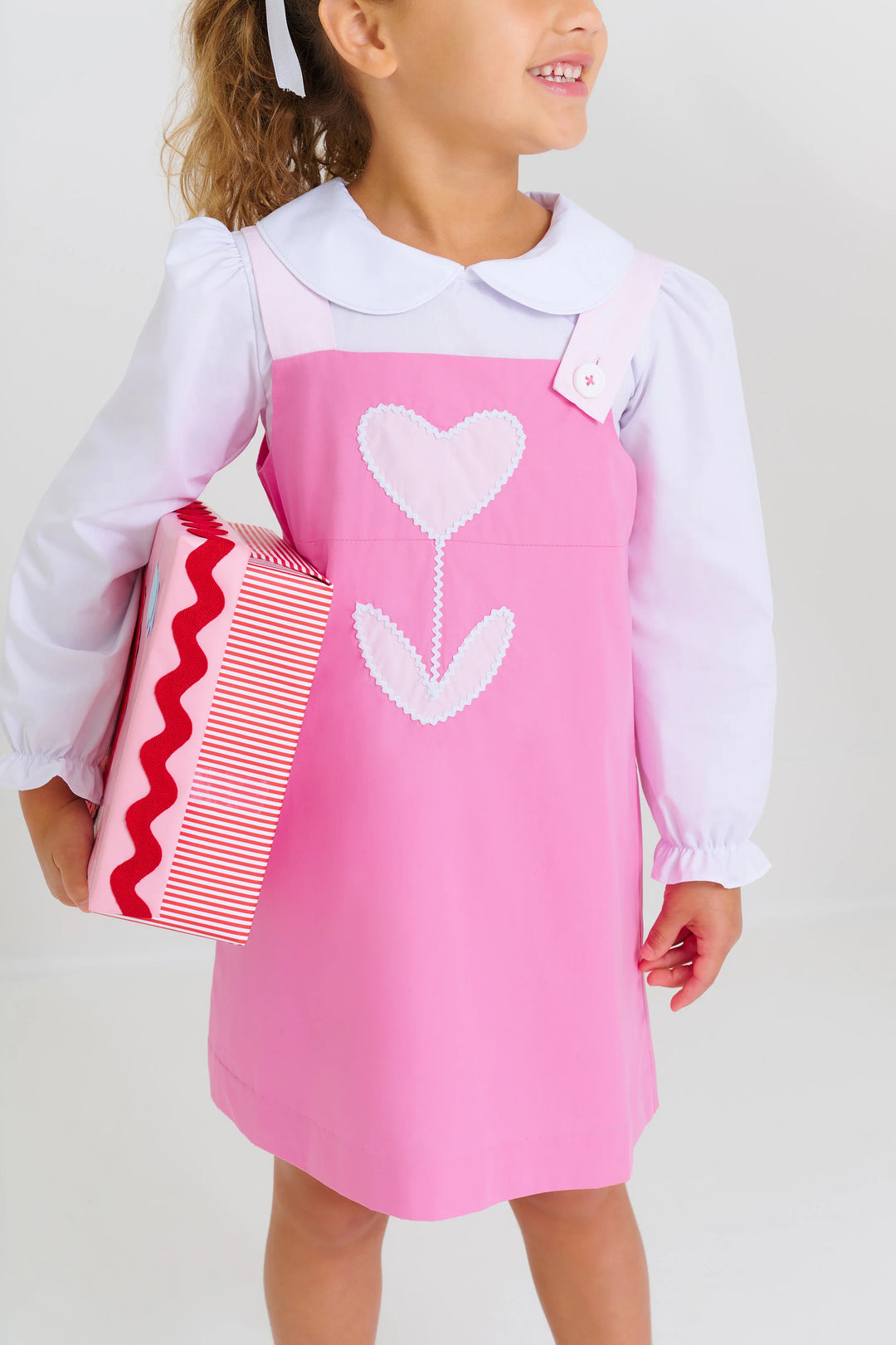 Jillian Jumper- Hamptons Hot Pink & Palm Beach Pink with Heart Tulip Applique