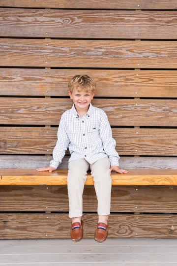 Flagler Fishing Shirt- White/Olive Plaid