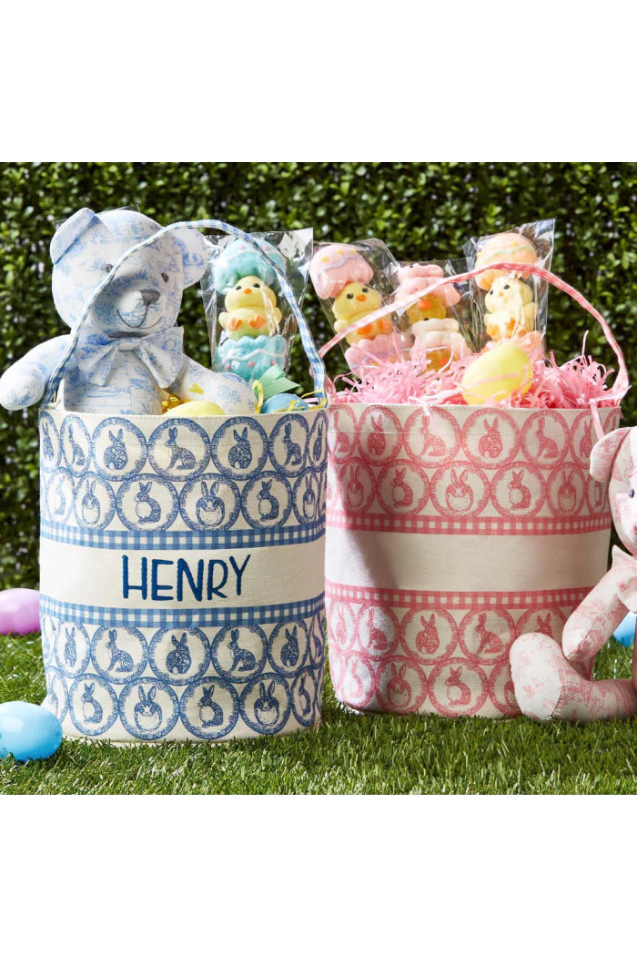Easter Egg Hunt Bucket Bag with Bunny & Gingham Print