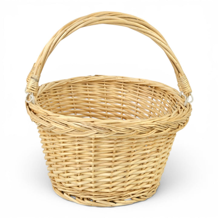17.5" Natural Brown Wicker Oval Basket with Carrying Handles