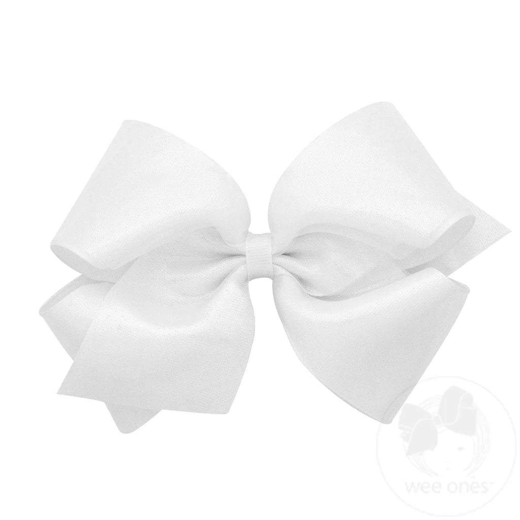 King Sheer Iridescent and Grosgrain Overlay Hair Bow