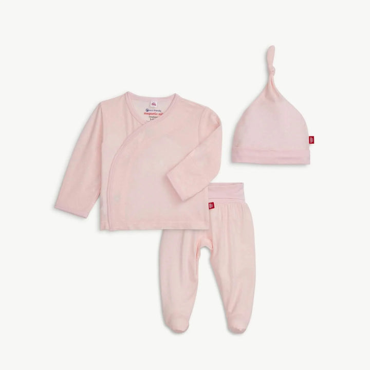 Pin Dot Pink Modal Magnetic Kimono Set