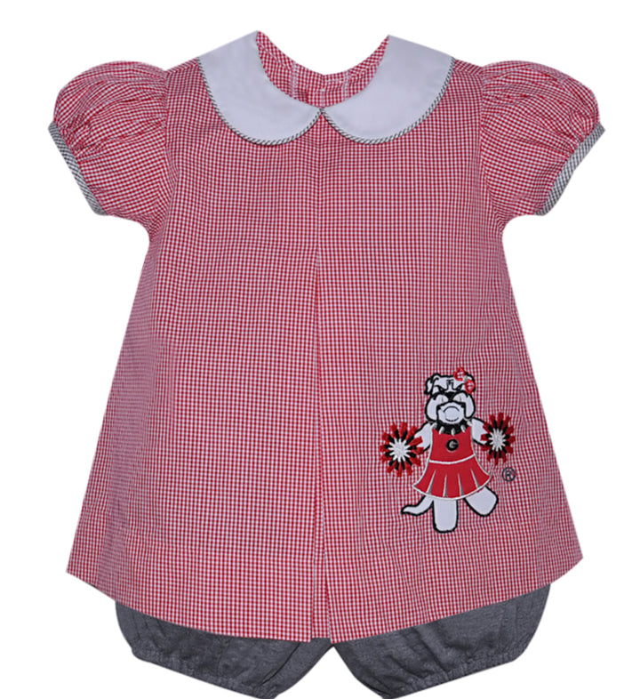 Applique Girl Bloomer Set- Red/Black