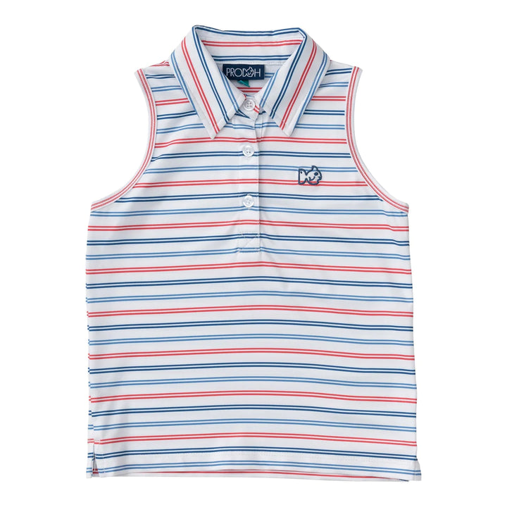 Sleeveless Pro Performance Polo- USA Stripe