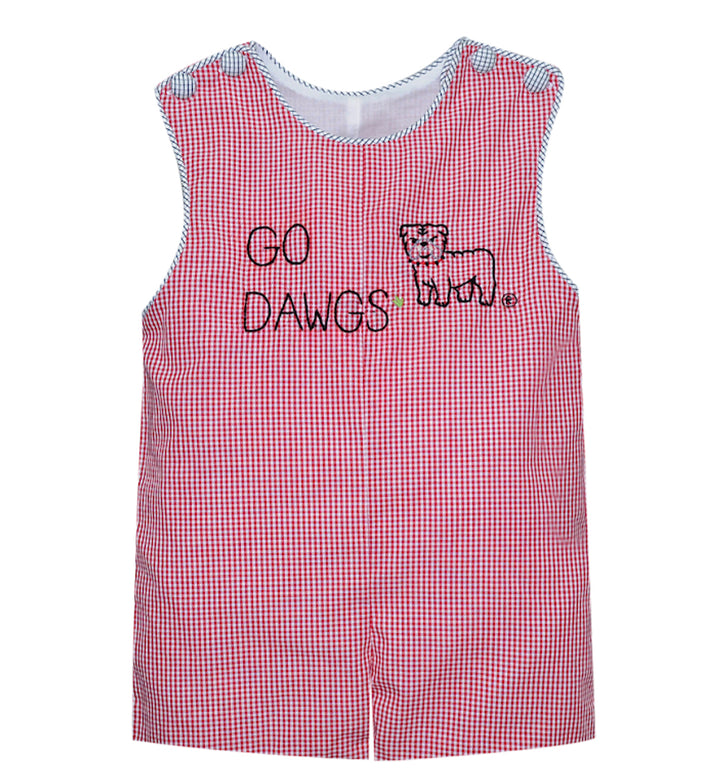 Embroidery Go Dawgs ® Shortall- Red Gingham