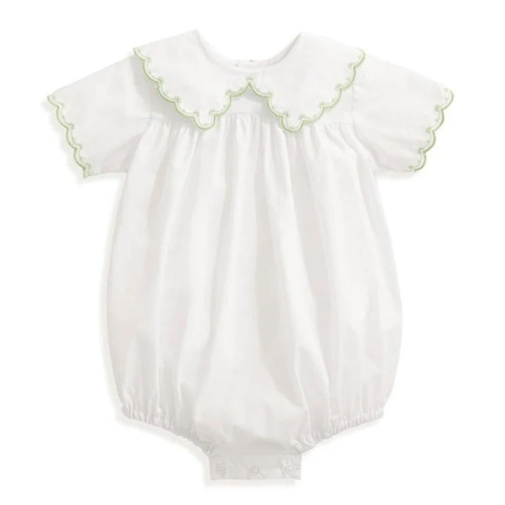 Frazier Embroidered Bubble- White with Green