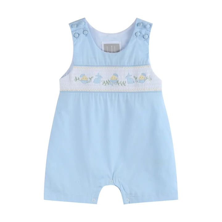 Easter Smocked Shortalls- Light Blue