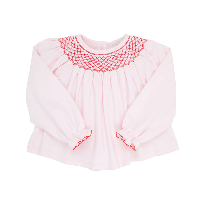 Bettye Sue Smocked Top- Palm Beach Pink/Richmond Red