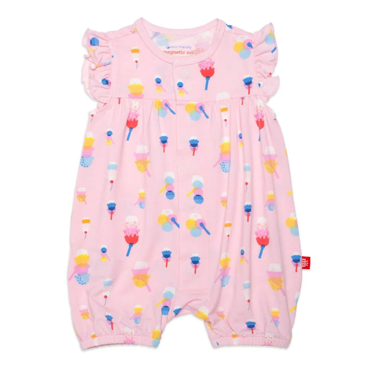 Pink Sundae Funday Modal Magnetic Short Sleeve Romper