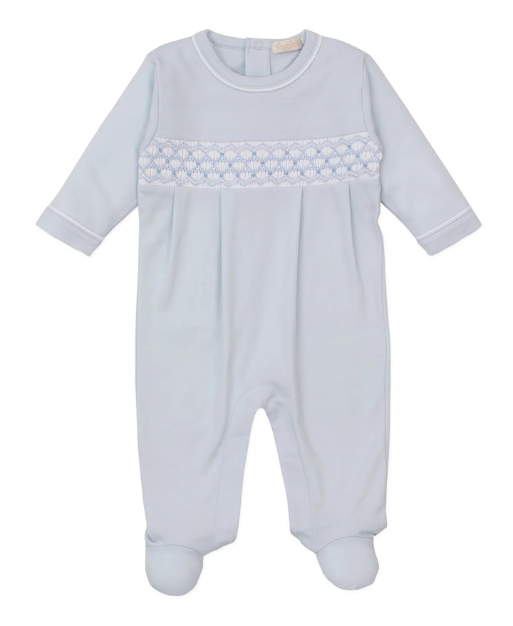 Hand Smocked Footie- Light Blue