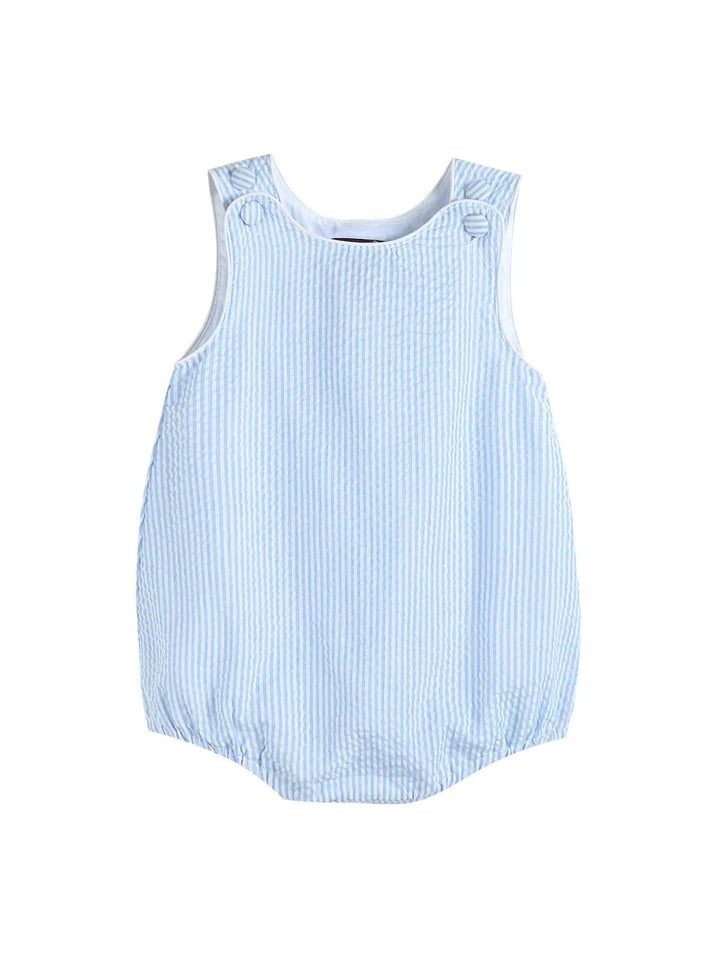 Classic Light Blue Seersucker Bubble Romper