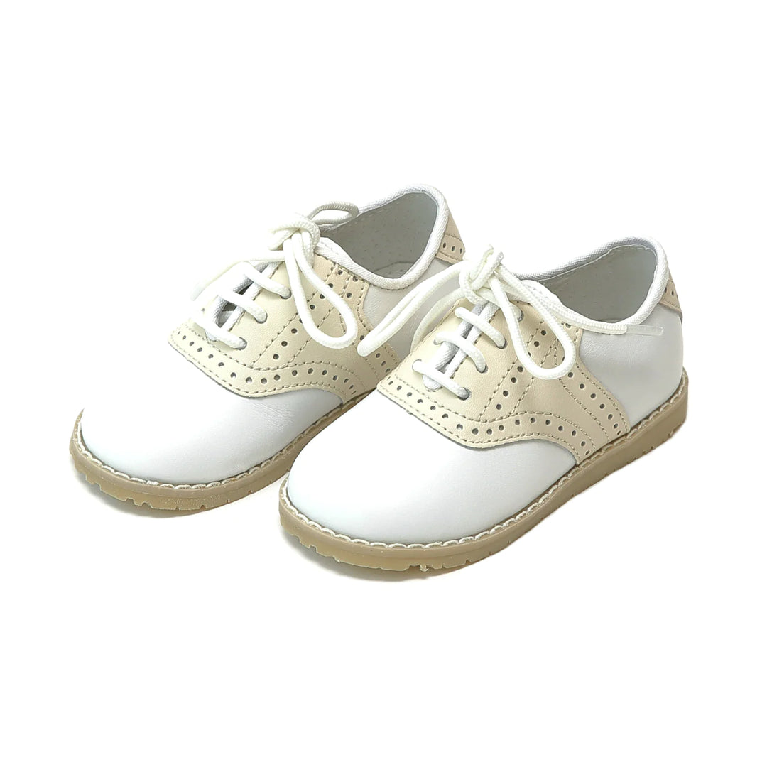 Luke Leather Saddle Shoe- Beige/White