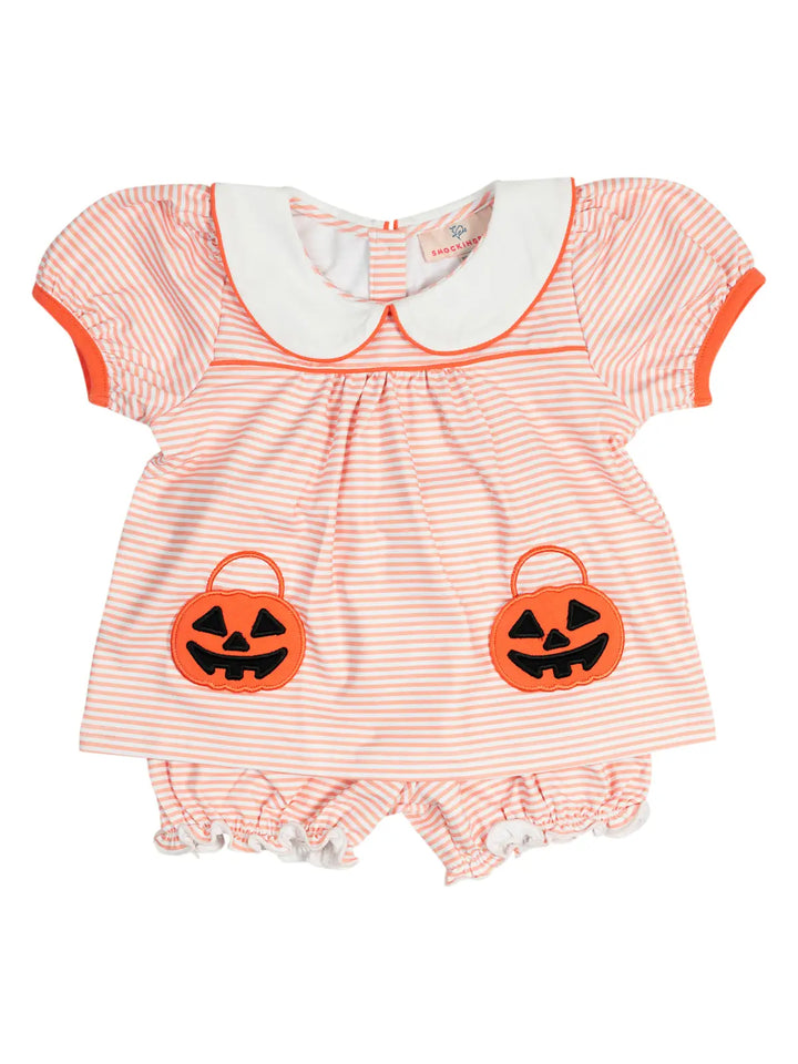 Jackolantern Pockets Striped Knit Bloomer Set