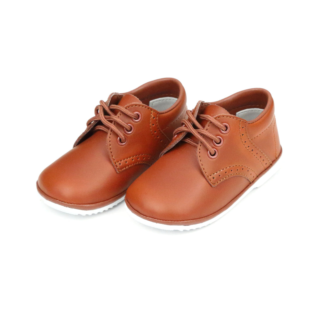 Angel Baby James Waxed Leather Lace Up Shoe- Baby- Cognac