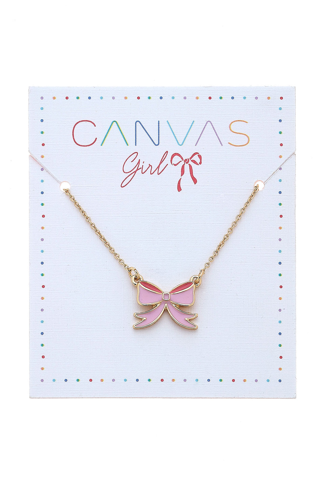 Zoey Bow Delicate Children's Necklace- Pink
