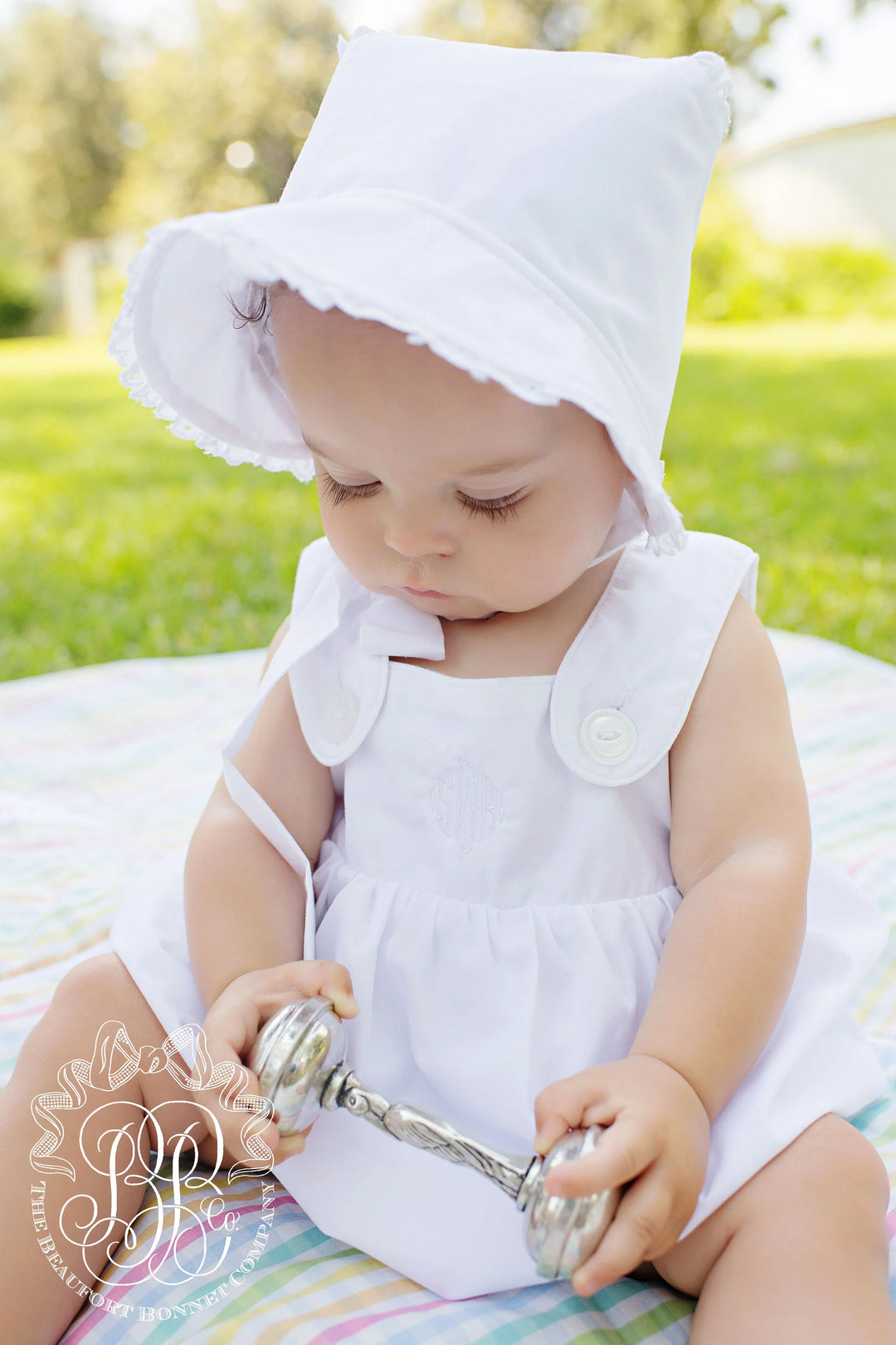 Catesby Country Club Bonnet- Worth Avenue White With Eyelet