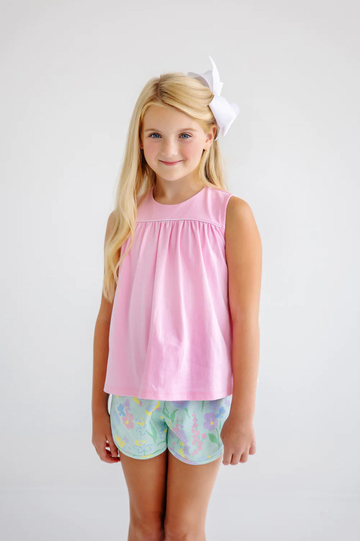 Sleeveless Dowell Day Top- Pier Party Pink With Worth Avenue White