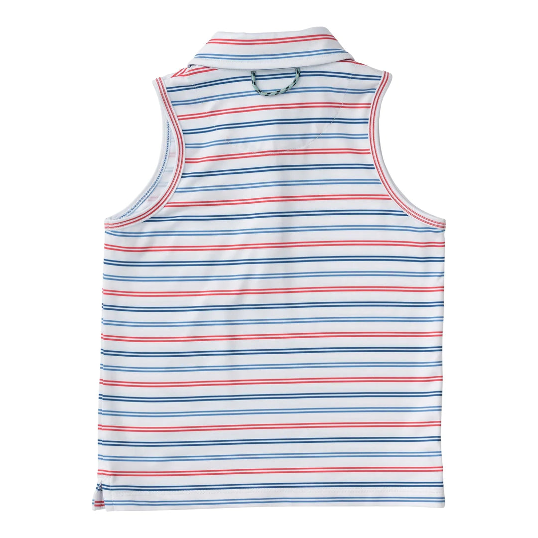 Sleeveless Pro Performance Polo- USA Stripe