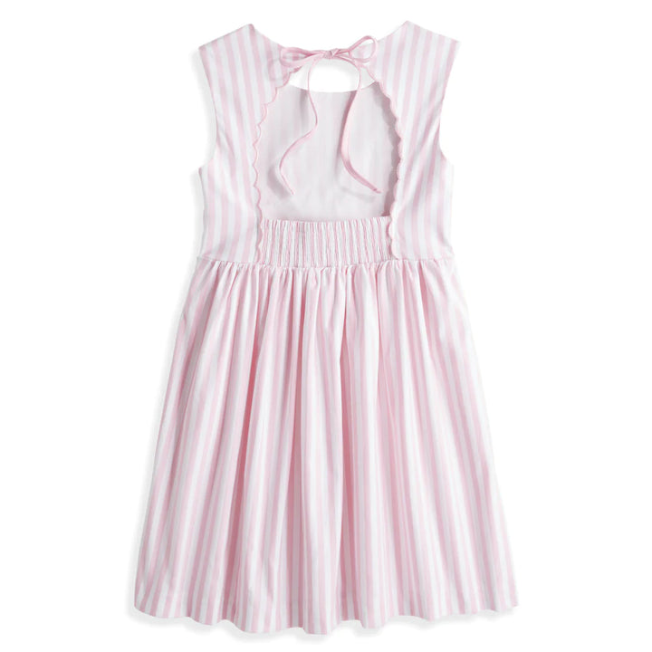 Scalloped Shelby Dress-Pink Wide Oxford Stripe