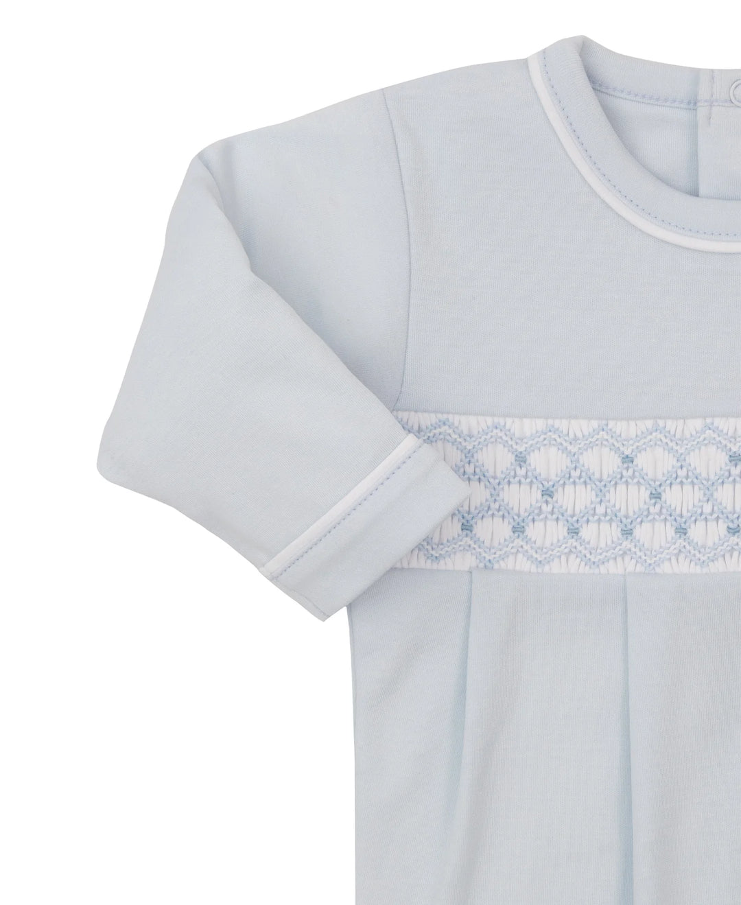 Hand Smocked Footie- Light Blue