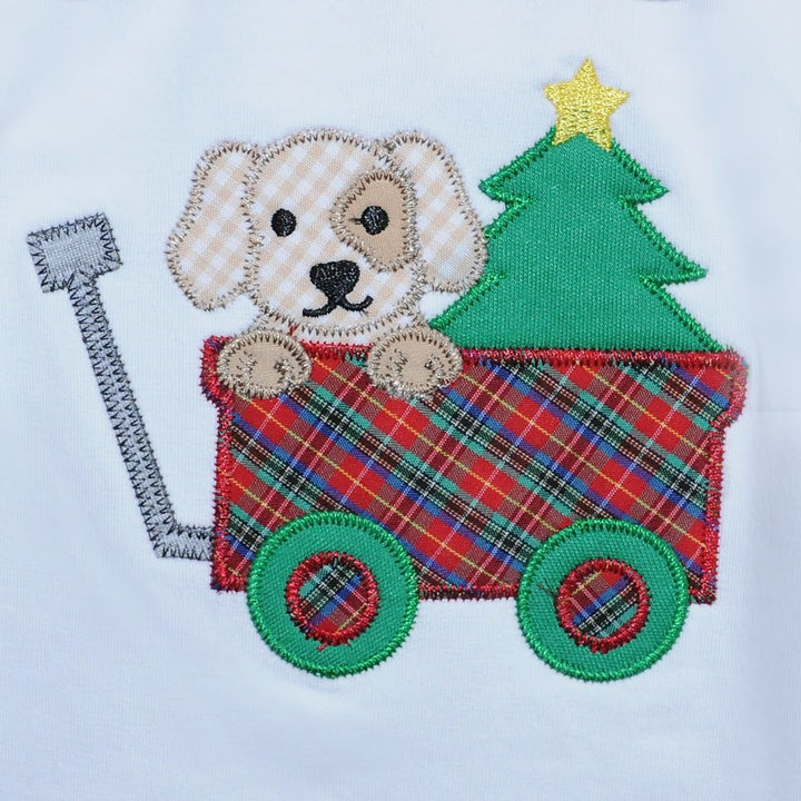 Red Beau Boy Set- Puppy/Christmas Tree in Wagon