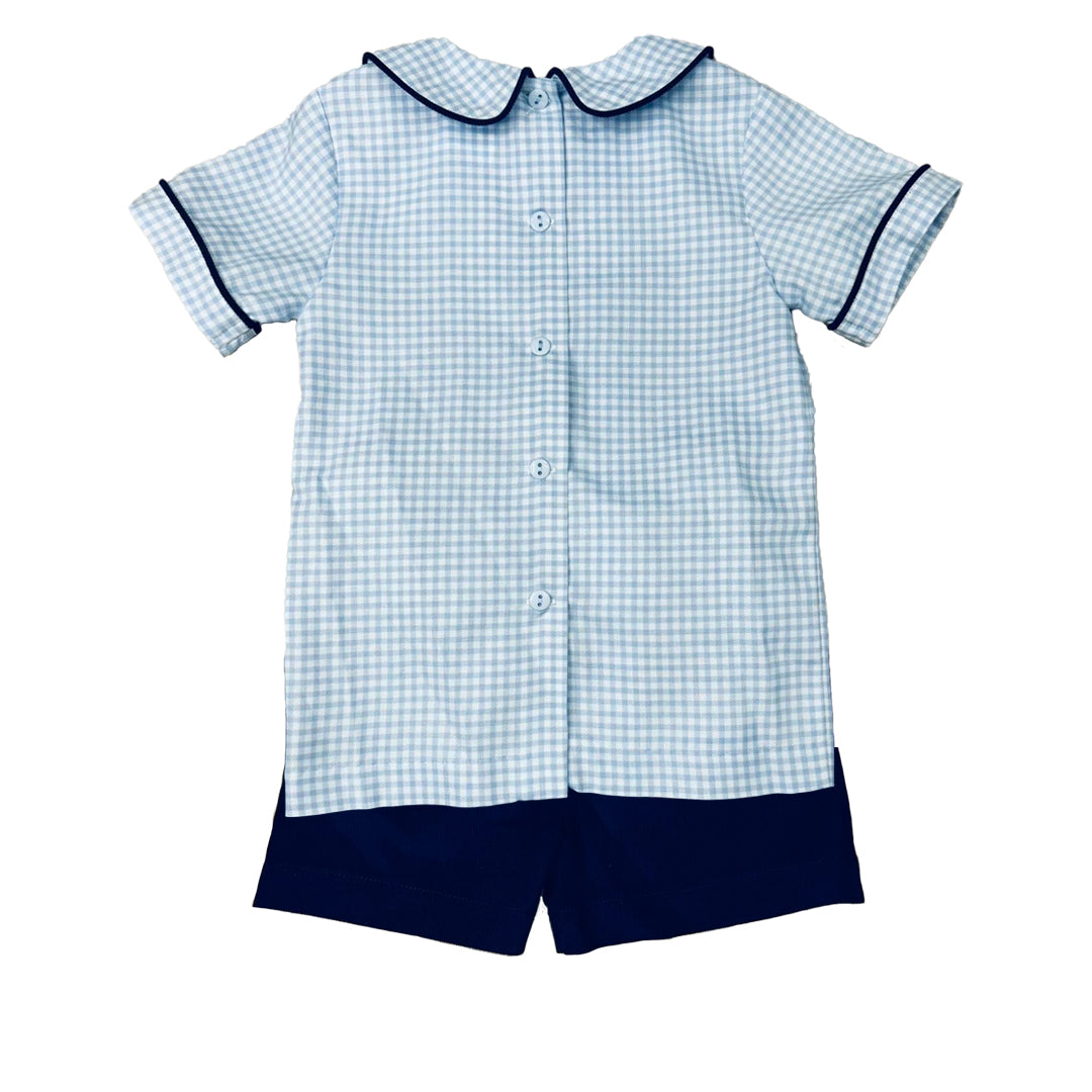 Blue Plaid Boy's Short Set