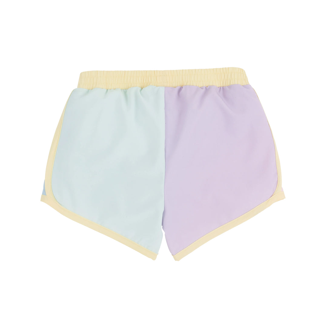 Prepletic™ Shimmy Shake Shorts Palm Beach Pink, Beale Street Blue, Sea Island Seafoam, Lauderdale Lavender & Bellport Butter Yellow with Worth Avenue White Stork