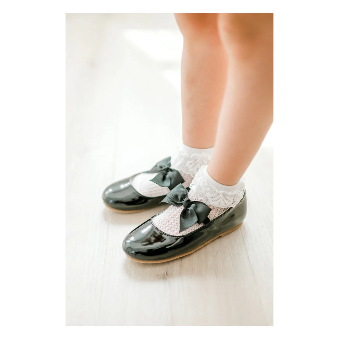 Amelia Bow Flat- Patent Black