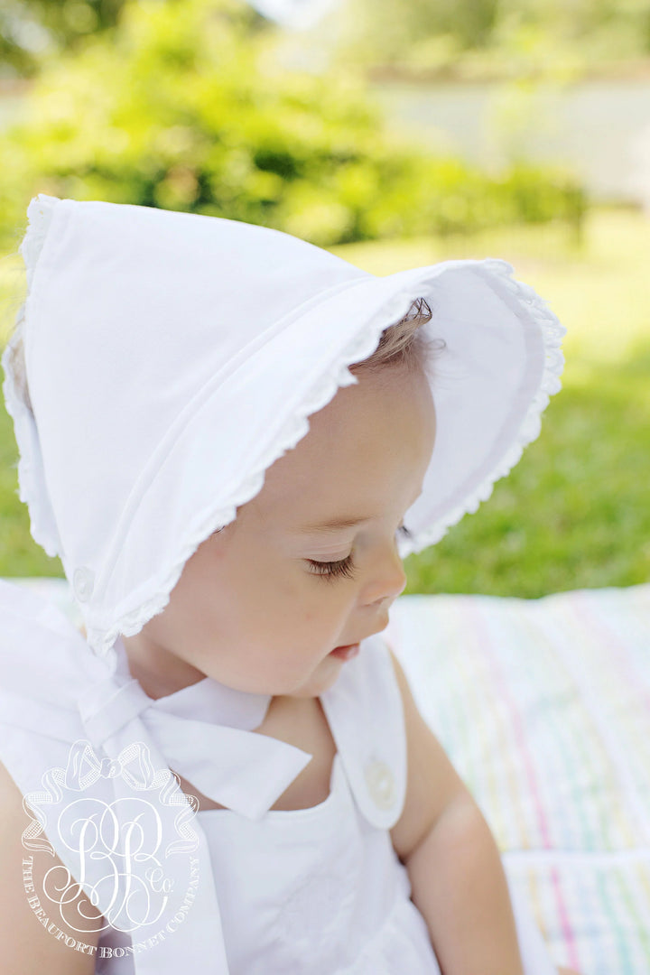 Catesby Country Club Bonnet- Worth Avenue White With Eyelet