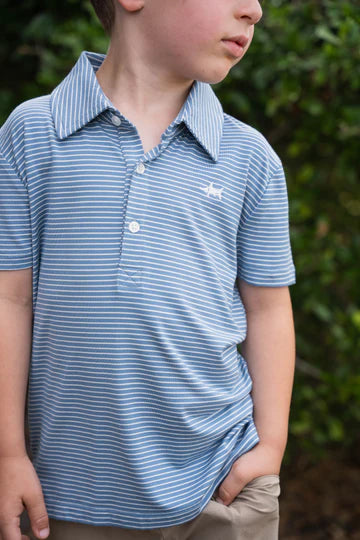 Banks SS Polo- Blue/White Stripe