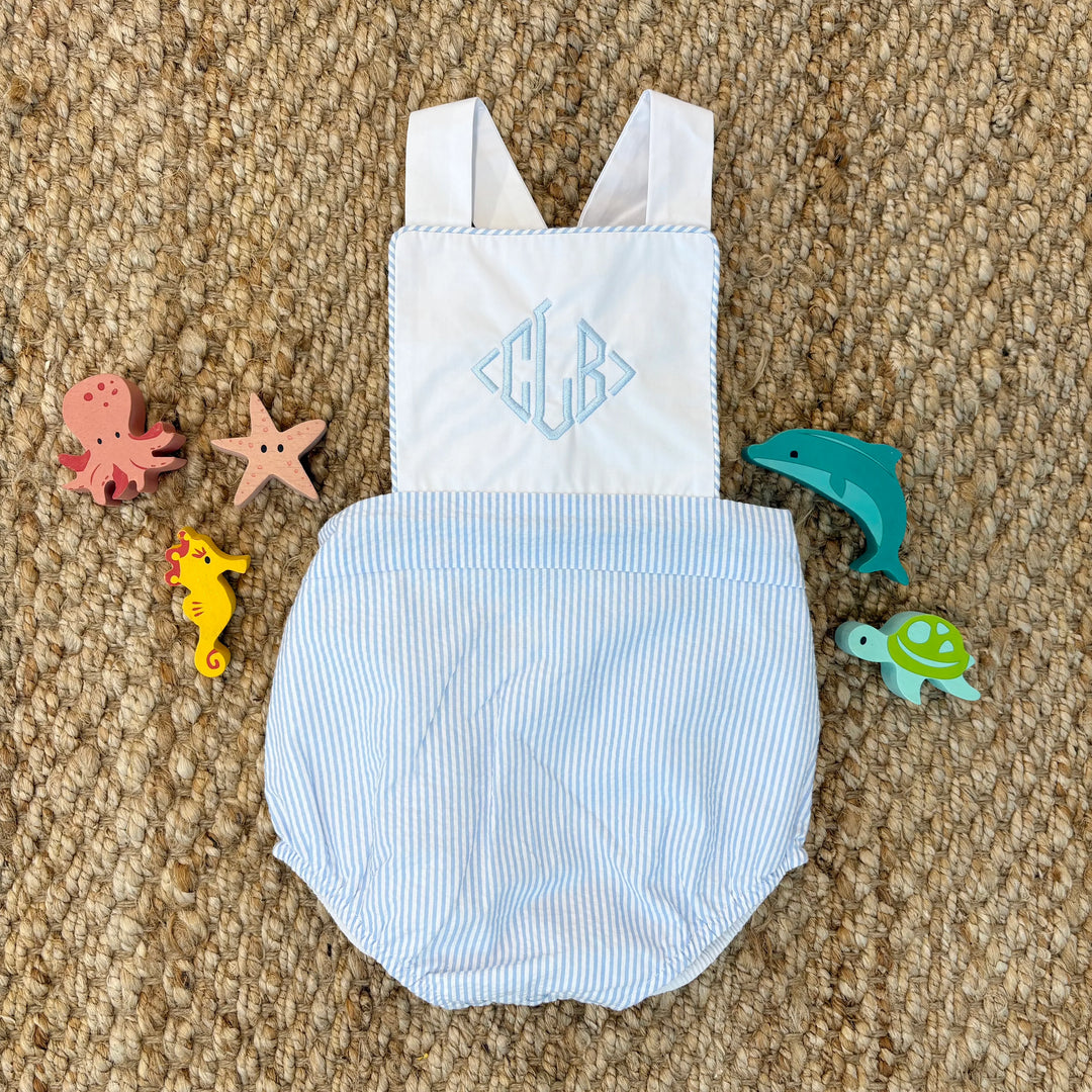 Sayre Sunsuit- Breakers Blue Seersucker