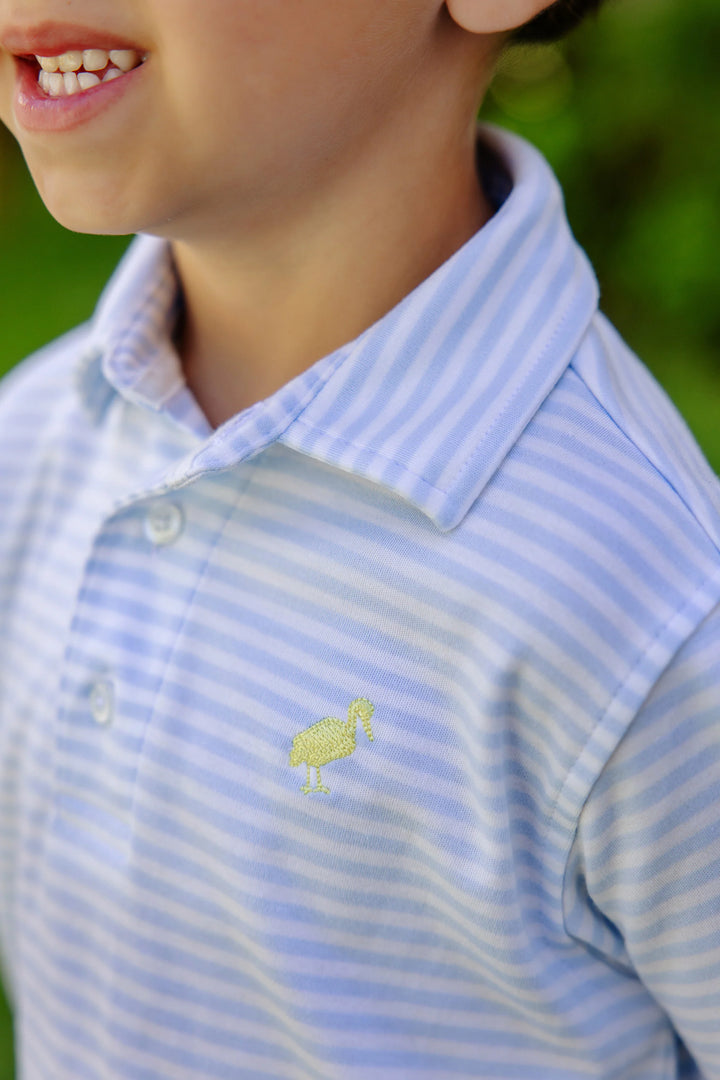 Prim & Proper Polo SS- Buckhead Blue Stripe