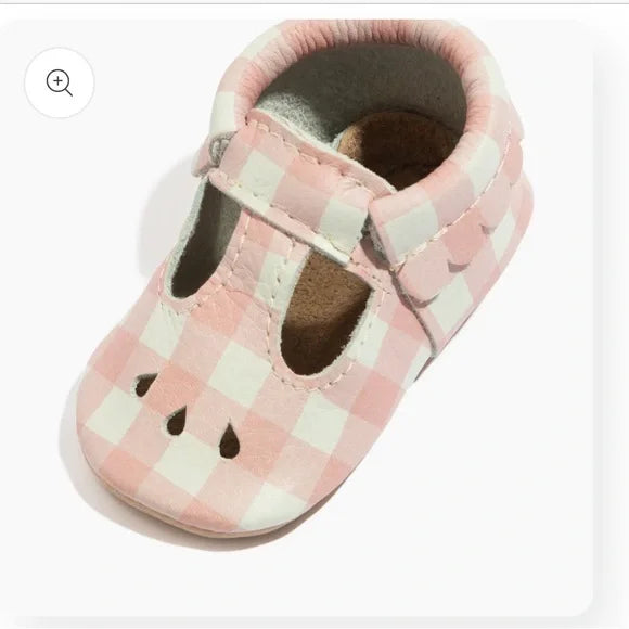 Melon Gingham Mary Jane Baby Shoe- Soft Sole