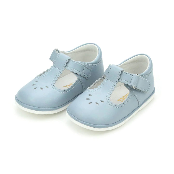 Dottie Scalloped T-Strap Mary Jane- Angel Baby- Dusty Blue