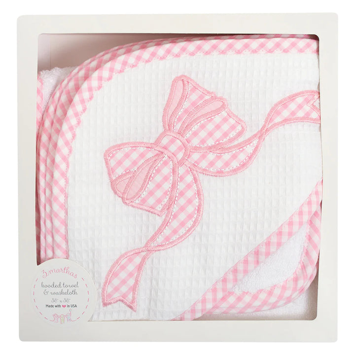 Pink Bow Hooded Towel Set