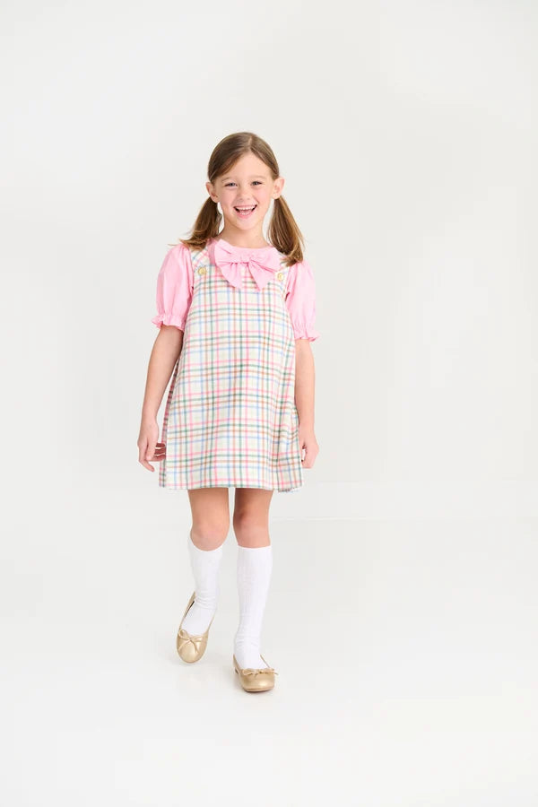 Short Sleeve Beatrice Bow Blouse & Onesie - Sandpearl Pink (Broadcloth)