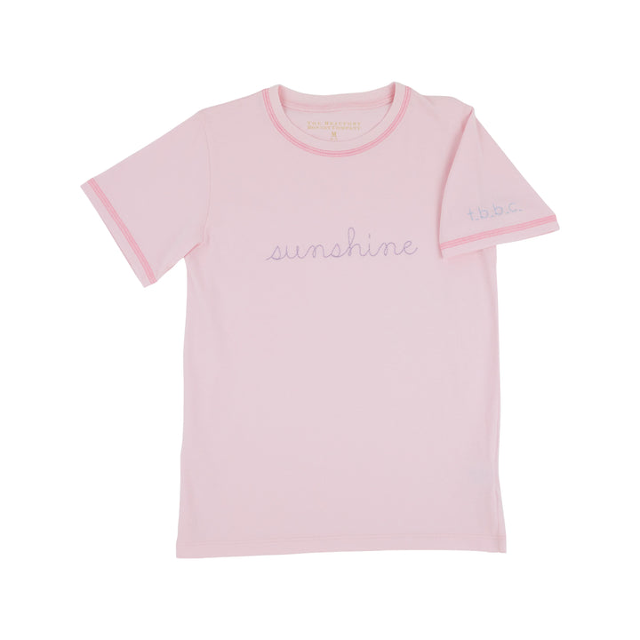 Sir Proper's T-Shirt- Palm Beach Pink with Sunshine Embroidery