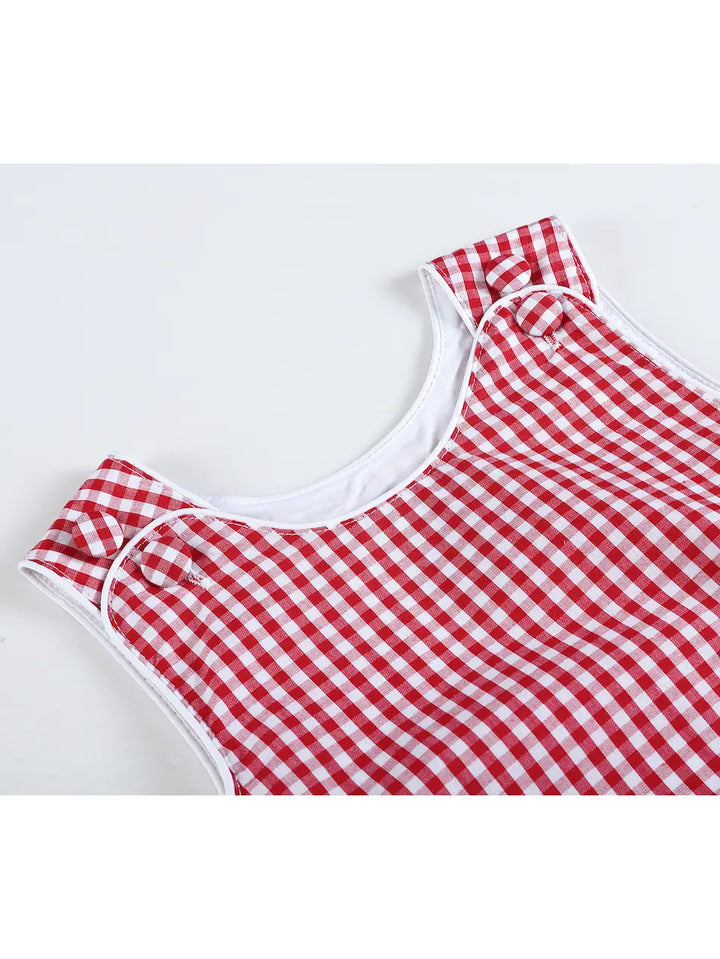 Classic Red Gingham Baby Bubble Romper