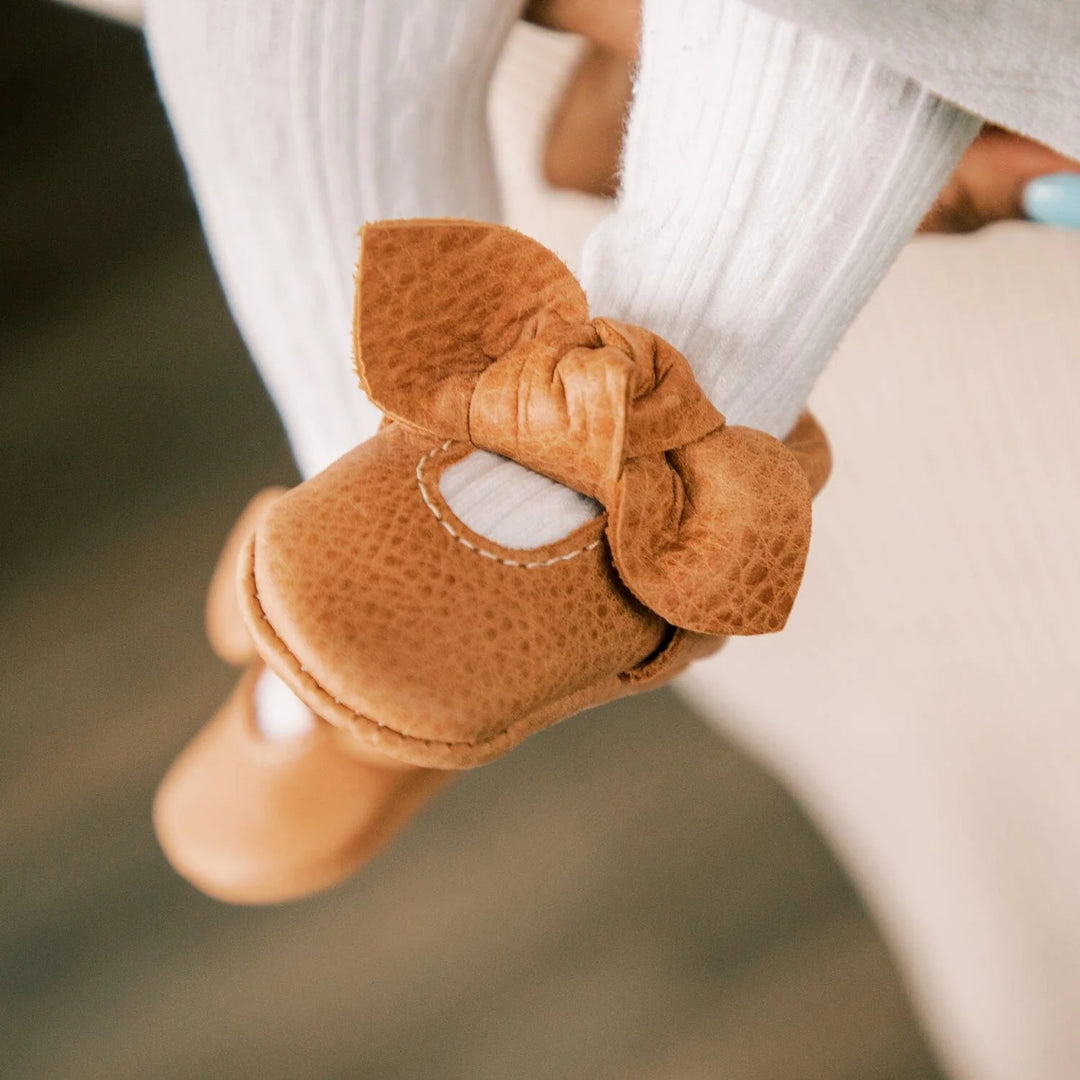 Zion Knotted Bow Baby Shoe- Soft Sole