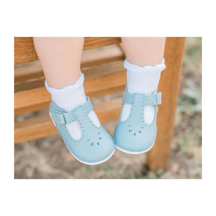 Dottie Scalloped T-Strap Mary Jane- Angel Baby- Dusty Blue