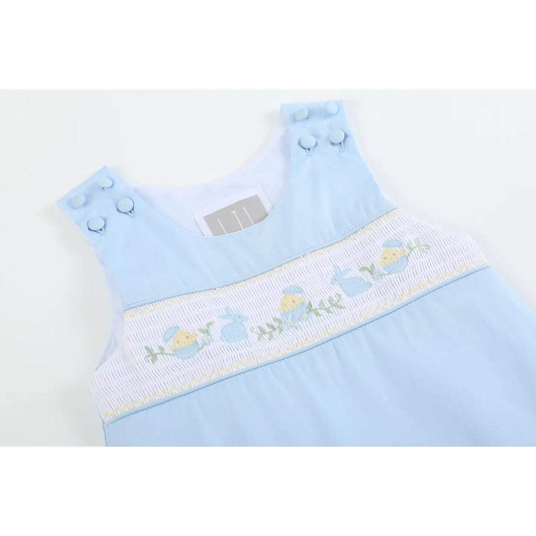 Easter Smocked Shortalls- Light Blue