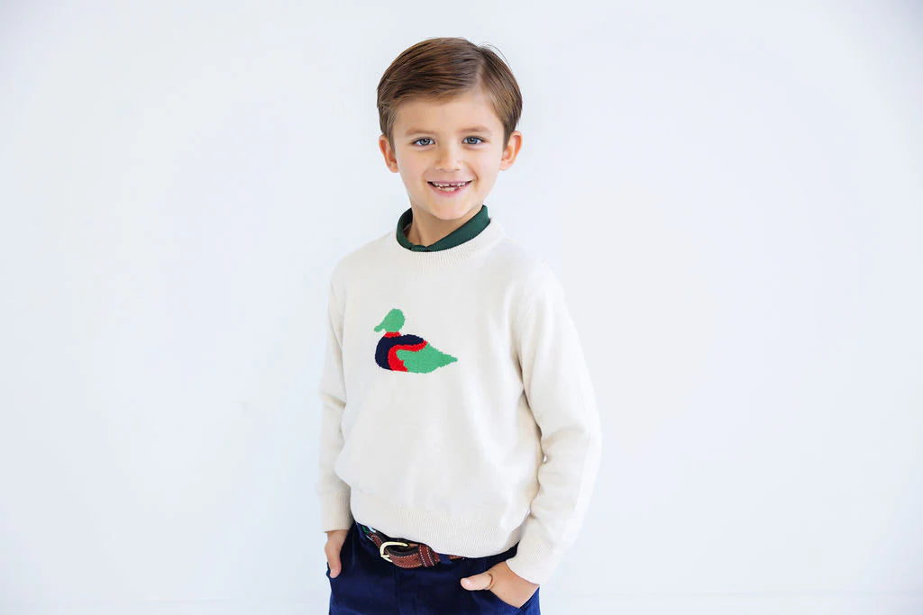 Isaacs Intarsia Sweater- Sandy Springs Stone/Duck