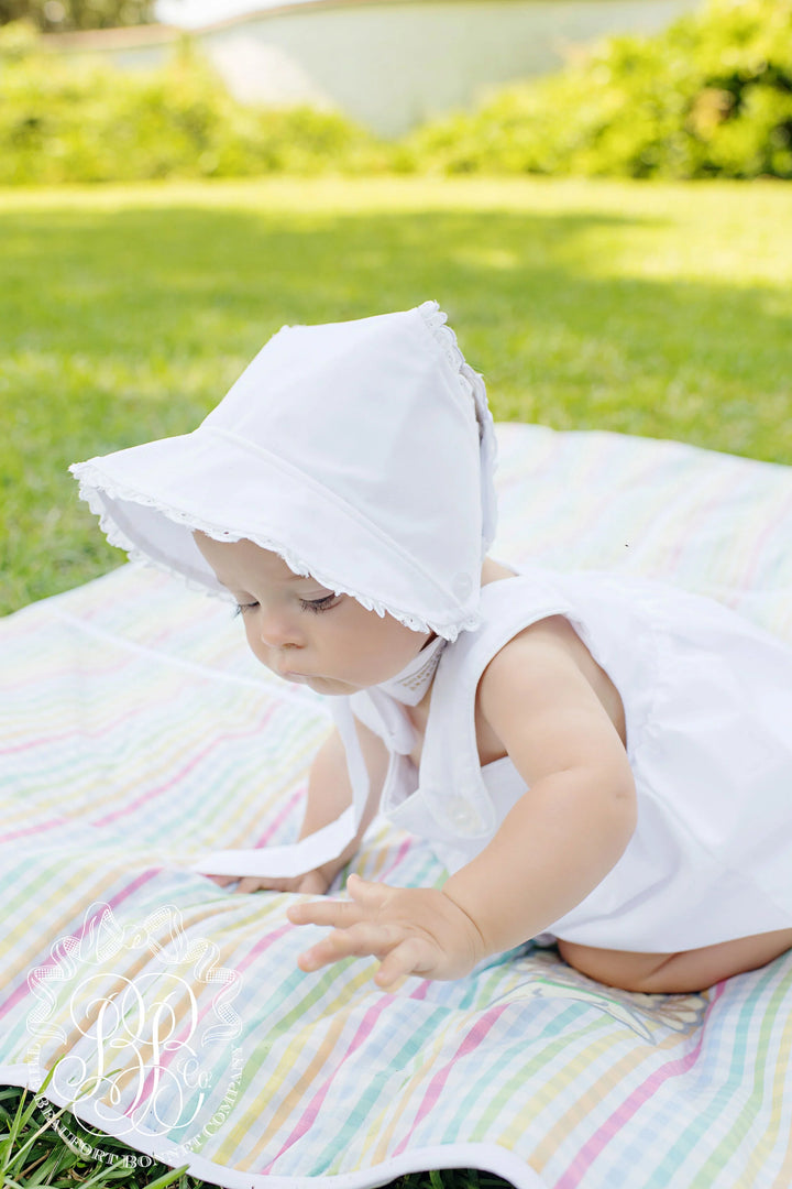 Catesby Country Club Bonnet- Worth Avenue White With Eyelet